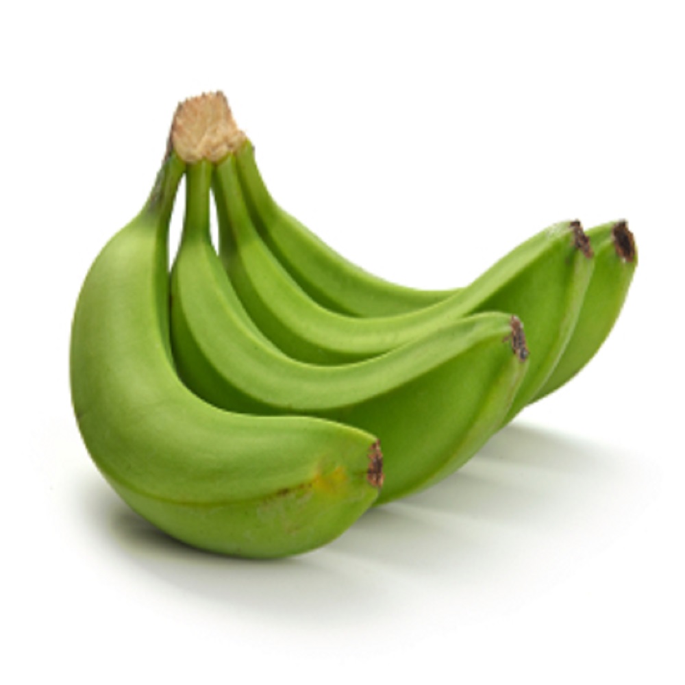 green banana bundle on a white background